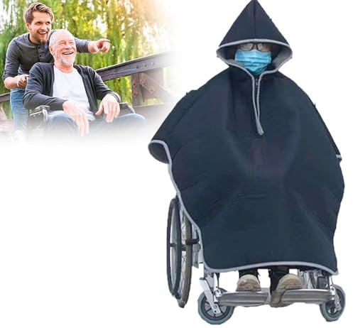 EHVYBDX Wheelchair Cover, Wheelchair Rain Cover Adult Waterproof, Winter Wheelchair Blanket, Warm Wheelchair Poncho Cover with Hood Wheelchair Blanket for Patients Elders Cold Weather A