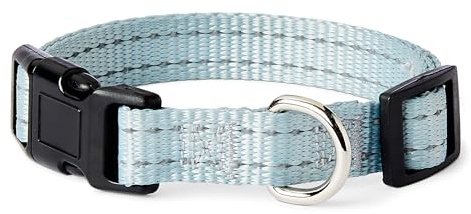 Amazon Basics - Collare Riflettente e Regolabile per Cani, con Anello a D in Metallo e Fibbia a Sgancio Rapido, Taglia S, Blu
