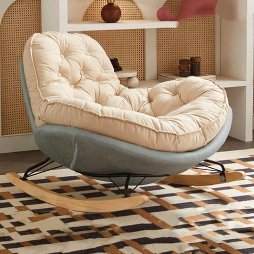 JIESOO Living Room Rocking Chairs Upholstered Glider Rocker Glider Chair Oversized Cushion Padded Seat for Living Room Bedroom(Grey)