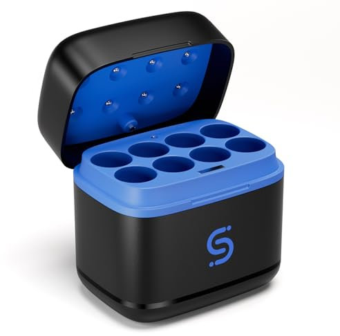 8 Piezas de Pilas AA y Caja de Almacenamiento de batería A A con 8 Compartimentos, Compatible con baterías de Litio y NiMH, diseño de Carga y Integrado, fácil de Transportar (Cargador AA)