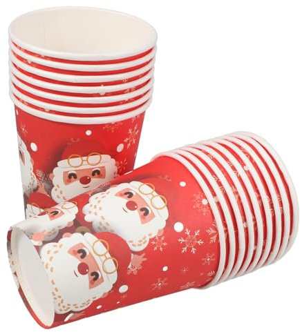 VALICLUD 16pezzi Bicchieri Di Carta Natalizi Da Rossi Resistenti e Sicuri Per Bevande Calde e Fredde Tazze Usa e Getta Per Feste Di Natale e Celebrazioni Invernali