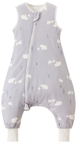Nivolltha 100% Cotton Soft Baby Sleeping Bag with Feet 1.5 TOG, All Season Warm Toddler Sleep Sack with Feet, Bear, Size S