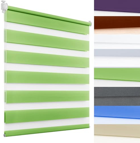 Justerbara dubbelrullgardiner för dag och natt 110 x 110 cm – grönt inkluderar monteringshårdvara för fönster och dörrar mångsidig och elegant integritetslösning
