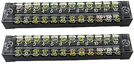 uxcell 2 Pcs 12 Position Covered Barrier Screw Terminal Block 600V 15A