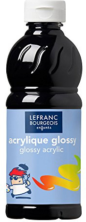 Lefranc Bourgeois 188298 glansig barn – akrylfärg, klar att använda flytande akrylfärg, glänsande och vattentät, perfekt på papper, kartong, trä, gips, metall, plast, 500 ml flaska – svart