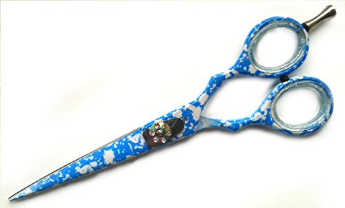 PROFESSIONAL HAIRDRESSING HAIR CUTTING BARBER SALON STYLING STAINLESS STEEL SCISSORS SHEARS BLUE STRIPES 5.5