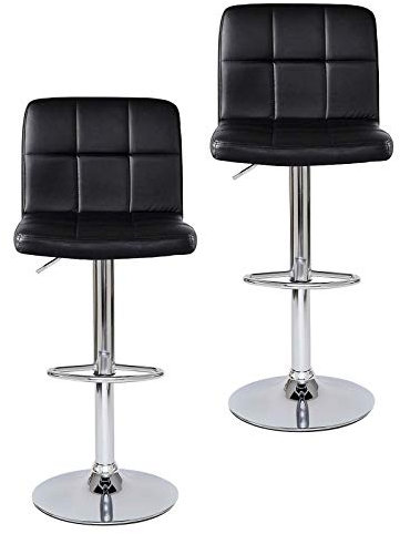 dibea Barhocker 2er-Set 360° drehbar, höhenverstellbarer Barstuhl belastbar bis 130kg, stabiler Standfuß mit Bodenschutz & Fußablage, schwarz Modell 2