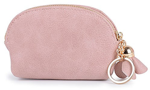 Portamonete Mini Donna Ragazza Portafoglio Piccolo Carino con Cerniera Fiori Rosa Portachiavi Sacchetto Regalo 11 * 8 * 3 cm