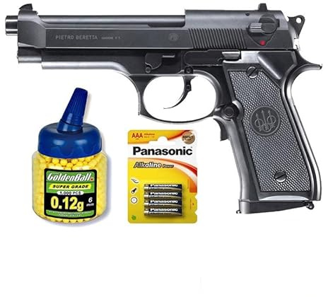 Outletdel ocio Pack Pistola Airsoft electrica Beretta M92FS. Calibre 6mm. + Funda portabalines + Pilas + 1000 Bolas. 23054/21993/50996