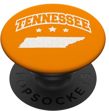 Tennessee Stars Orange and White State Map PopSockets Adhesive PopGrip