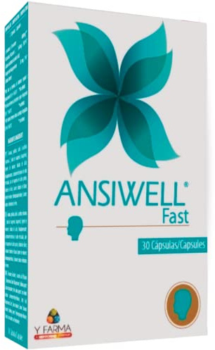 ANSIWELL FAST Ansiedad Pastillas Naturales Estres, Nervios, Para estudiar, Bienestar emocional - Aansiolitico natural con L Teanina + Vitamina C + Magnesio - 30 Capsulas