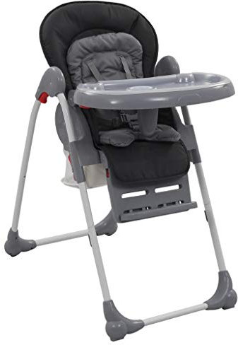 Festnight Baby-Hochstuhl mit 5-Punkt-Sicherheitsgurt höhenverstellbar und klappbar Kinderhochstuhl Kombihochstuhl mit Liegefunktion, Grau