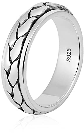 Bishilin Sterling silver 925 anpassningsbara ringar för män, storlek 56 (17,8) -65 (20,7) för RingBiker Parter, kedja, ring, silver, vänskapsring för män och pojkar, Bambu silver