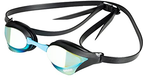 ARENA Cobra Core Swipe Mirror Unisex-Wettkampfbrille für Erwachsene, Schwimmbrille mit Gebogenen Spiegelgläsern, Anti-Beschlag, UV-Schutz, 5 Austauschbare Nasenstege