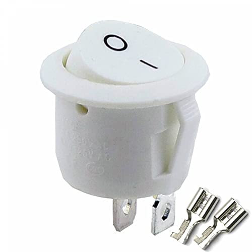 Kippschalter Wippschalter 2 polig rund, Rot Schwarz Weiß ON/OFF 6A/250V Kunststoff push Button Switch kfz | weiß