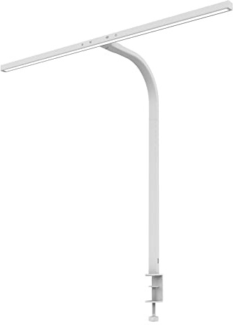 Unilux LED Schreibtischlampe Strata weiss, dimmbar, Helligkeitssensor, Klemme, Weiß