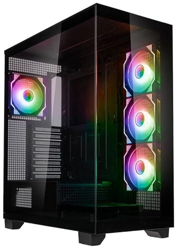 Kolink Unity Arena ARGB Mid‑Tower PC Case – Black Showcase, Edge‑to‑Edge Tempered Glass, 4× Umbra X ARGB Fans, E‑ATX Compatible, 420 mm GPU Clearance