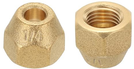 PATIKIL Dado Svasato Ottone 1/4, 2pz 45 Gradi Raccordo Tubo Unione Raccordo Tubo Ottone Tappo Chiusura Adattatore Connettore per Condizionatore d'Aria Prolunga Tubo Rame Acqua Gas, Opaco