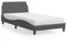 IKAYAA Bett 100x200 mit matratze und lattenrost Boxspringbett 100x200 mit matratze Polsterbett 100x200 Bett komplett mit Kopfteil Kunstleder-Grau-100 x 200 cm