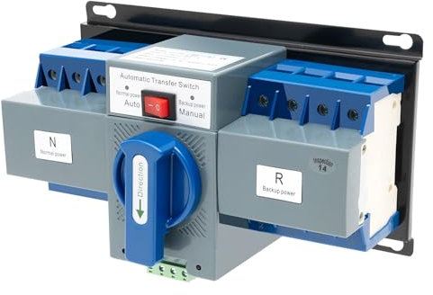 Interruptor de transferencia automática ATS Dual Power Blue Grey 63A 4P Generador Switch 50HZ/60HZ Generador de emergencia adecuado para hogares, edificios de oficinas e instituciones públicas