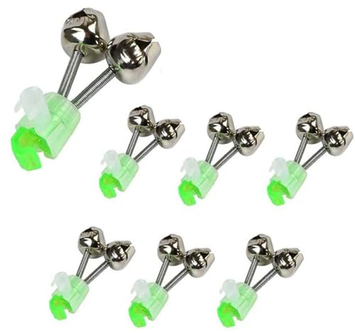 6 PCS Fishing Bells Fishing Alarm Light Luminous Twin Bells Plastic Fishing Bells Clips Fishing Rod Alarm with Dual Alert Bells Fishing Bite Alarm Indicator On Fishing Rod