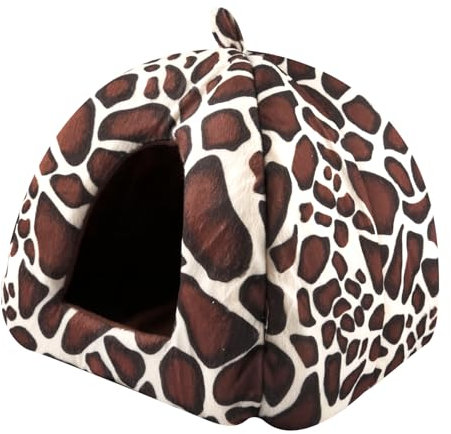Luckious Pet Tent House - Cozy and Portable Mongolian Style Pet Bed, Warm Shelter for Dogs and Cats, Easy to Carry for Indoor and Outdoor Use(Leopard Print)