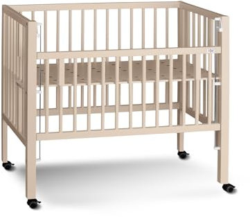 tiSsi Beistellbett Maxi Boxspring/Anstellbett Maxi Boxspring/Stillbett/Stubenwagen Allrounder - von Anfang an dabei, Farbe: seidenbeige, Maße: 90x50 cm, Material: Buche massiv
