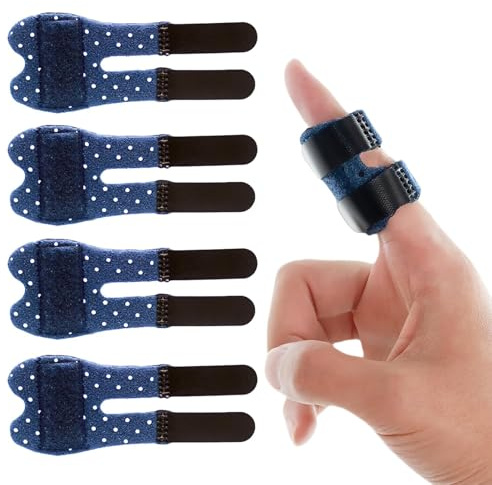 Hasny Finger Splint - 4pcs Breathable Thumb Splint Trigger Finger Splint for broken finger Straightening Arthritis Finger Brace Finger Splints for Thumb Middle Ring Index Pinky Finger (Blue)