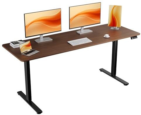 ERGOMAKER Electric Standing Desk Height Adjustable Desk 170x60cm, Sit Stand Desk with Splicing Top for Home Office (Black Frame + Black Walnut Desktop)