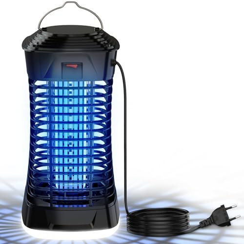 Loowoko Lampe Anti Moustique Exterieur, Lumiere Bleue Anti Moustique, Étanche IPX4, Lampe Anti Mouche, Lampe UV Anti Moustique Interieur, 4200V Lumière Bleue Tue Mouche, Tue Mouche Electrique