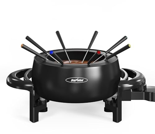 SUNVIVIPRO Zef Electric Fondue elektrisk kruka, rostfritt stål, svart