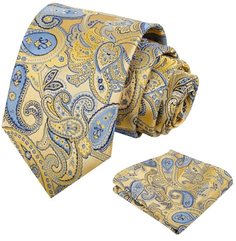 Alizeal Mens Retro Paisley Necktie and Handkerchief Set | Harry Styles Tie, Jacquard Craft, Versatile for Casual to Formal Occasions