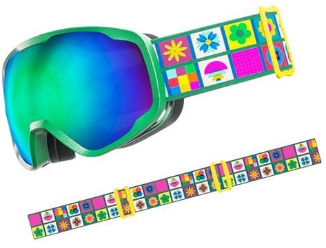 NVOQILIN Skibrille, doppellagig, beschlagfrei, angenehm zu tragen, für 3–15 Jahre, Jungen, Mädchen, Teenager, Wintersport, Skifahren, Snowboarden