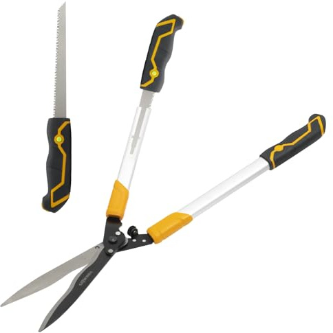 TOOLMAYS Tagliasiepi 78 cm, cesoie da giardino con sega a mano da 21 cm, cesoie professionali manualmente con design a testa angolata di 20°