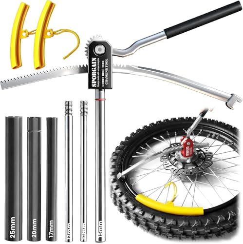 SporGain Dirt Bike Tire Changing Stand, Heavy-Duty Construction Portable Tire Tool for 16–21 Rims, Works with 10-25mm Axle Sizes, Easy Mounting Maintenance Kit
