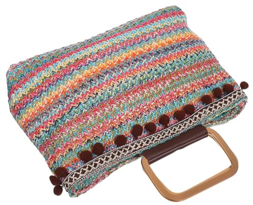 VINTORKY Paquet à Main Tissé Artistique Paquet Multifonction Élégant et Pratique en Paille Légère Grosse Capacité et Rangement Polyvalent pour Garçon et Filles