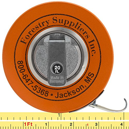 Forestry Suppliers English Fabric Diameter Tape | Woven Synthetic Fabric | Claw Hook at End | Measuring Diameter of Trees | 76˝ Diameter in Inches, Measure in 10ths, 100ths, Linear Feet
