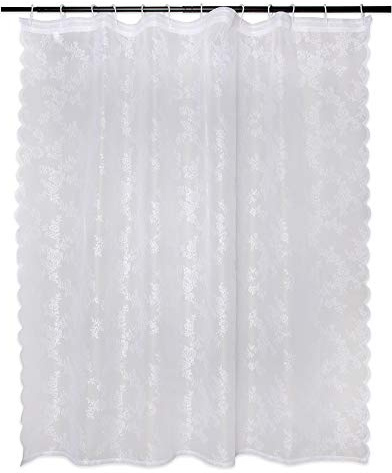 DII Translucent Lace Shower Curtain, 72x72, Flower Blossom White