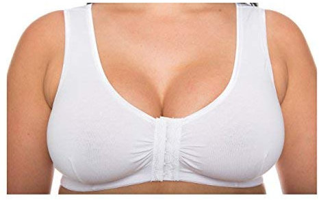 GEMM Cotton Lycra Non Wired Front Fastening Bra in Black-White-Nude-Floral Sizes 34B to 48DD (White 40)