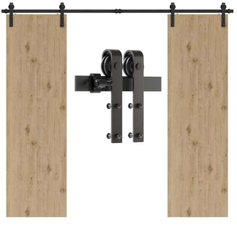 CCJH 304CM/10FT Herraje Para Puerta Corredera Kit de granero Accesorio de armario con rodillo de riel para puerta doble