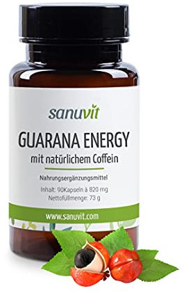 Sanuvit Guarana Energy, 90 Kapseln mit Guarana und Grüntee-Extrakt - Der natürliche und rein pflanzliche Energy-Booster gegen Müdigkeit