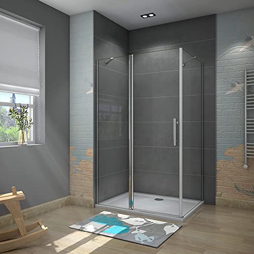 120x80cm Box Doccia Angolare Porta Battente Vetro 6mm Barra Alto 195cm
