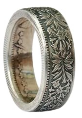 FLOWERFACEDFOX New Swiss Francs Handmade Coin Remanufactured Ring, Edelweiss Pattern Ring, Couple Ring (9)