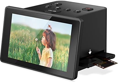 Escáner Digital de películas y Diapositivas con Gran Pantalla LCD de 5 Pulgadas Que Convierte Negativos en Color y Blanco y Negro y Diapositivas de 35 mm, 126, 110 películas en Alta resolución 22 MP