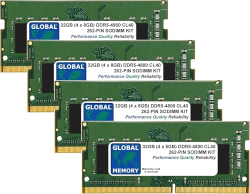 32GB (4 x 8GB) DDR5 4800MHz PC5-38400 262-PIN SODIMM MEMORY RAM KIT COMPATIBLE WITH LAPTOPS/NOTEBOOKS