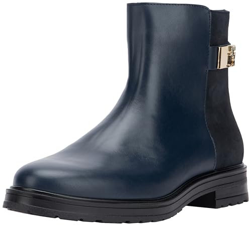 Tommy Hilfiger TH LOGO LEATHER MIX CHELSEA ( Niedrige Stiefel Damen, Blau (Space Blue), 40 EU
