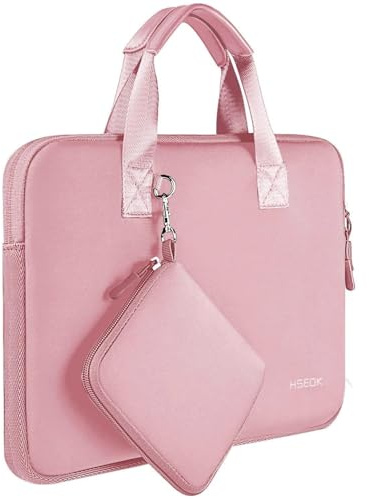 HSEOK Funda para Portátil de 14“ con Funda Pequeña, Bolsa de Neopreno Compatible con MacBook Pro de 14 M5/M4/M3/M2/M1, MacBook Air/Pro de 13 y la Mayoría de los Portátiles de 14,Rosa
