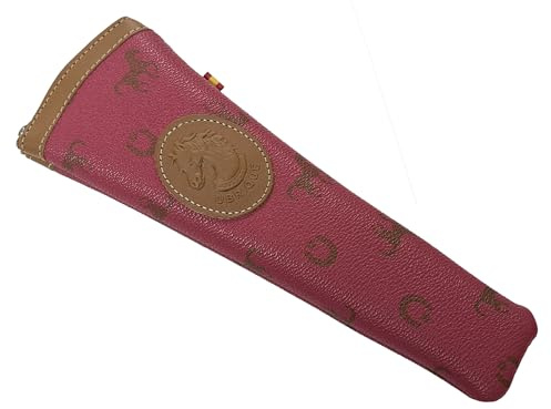 Tiendas LGP - Funda Abanico en cuero y similpiel, con cremallera. Cosido a mano con detalle bandera de España. (24,5 x 9 cm) Fucsia