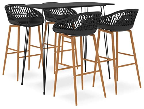 Sufrk 5-TLG. Bar-Set Stehtisch Outdoor Bartisch-Set Bar MöBel Bar Outdoor Theke Garten Theke Bar Schwarz 3057378