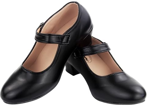Genérico Zapatos Flamenco para Niña Calzado de Baile Sevillana con Tacon con Cuña Cómodos y para Adolescentes (Negro, Sistema Tallas Calzado EU, Adolescente, Mujer, Números, Mediano, 36)